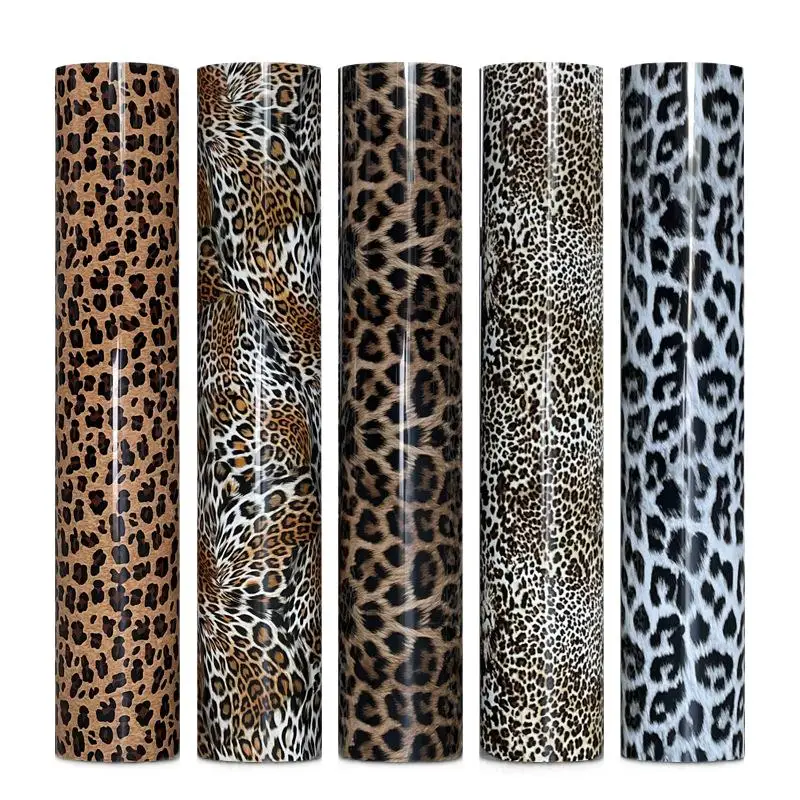 Free Sample New Arrival  Wholesale Pattern Htv Leopard Print Flm Heat Transfer Vinyl