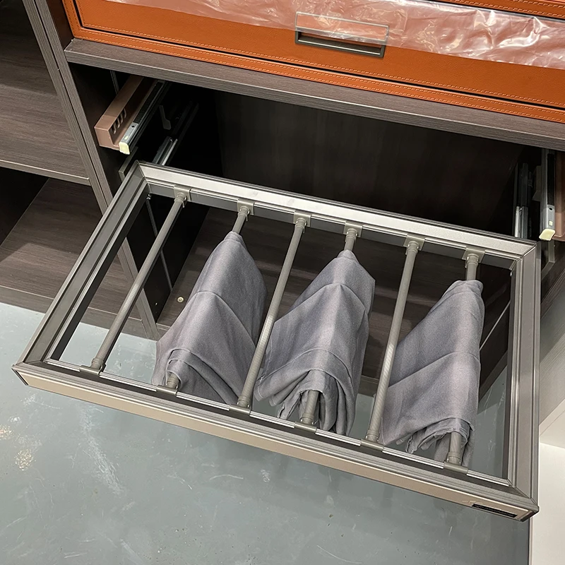 New Wardrobe Accessories Pull Out Trouser Clothes Pants Rack Hanger Organizer Aluminum Pant & Skirt Hangers