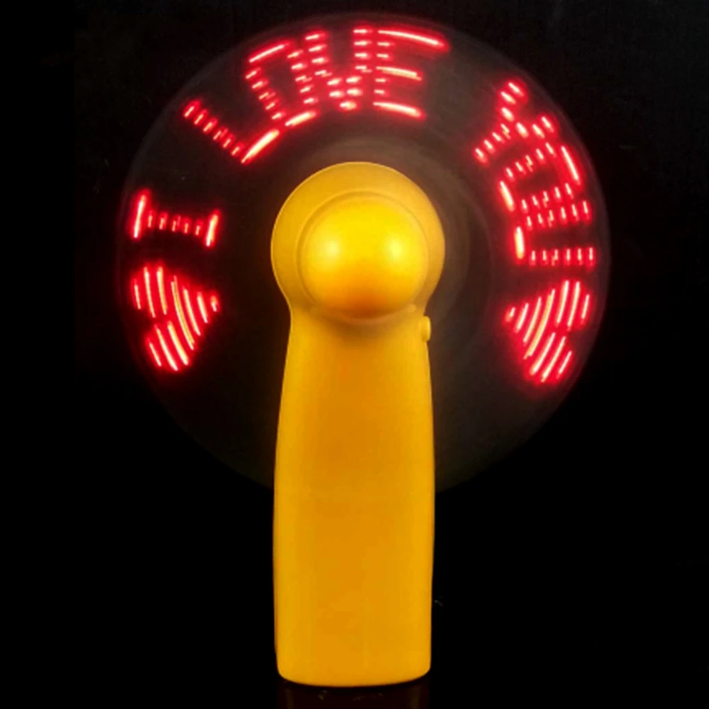 Mini Portable Led Customized Message Battery Fan Programmable Led Display Handheld Electric Fan
