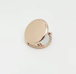 New Style Souvenir round double side metal pocket mirror gold plated make up compact mirror customized logo
