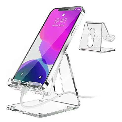 Acrylic Factory Custom Clear Portable Transparent Acrylic Cell Phone Stand Mobile Display Holder for Desk