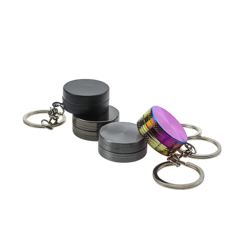30mm Mini 2-layers Herb Tobacco Grinder with Keychain Cigarette Grinder Spice Cigarette Herb Tobacco Grinder Crusher Hand Miller