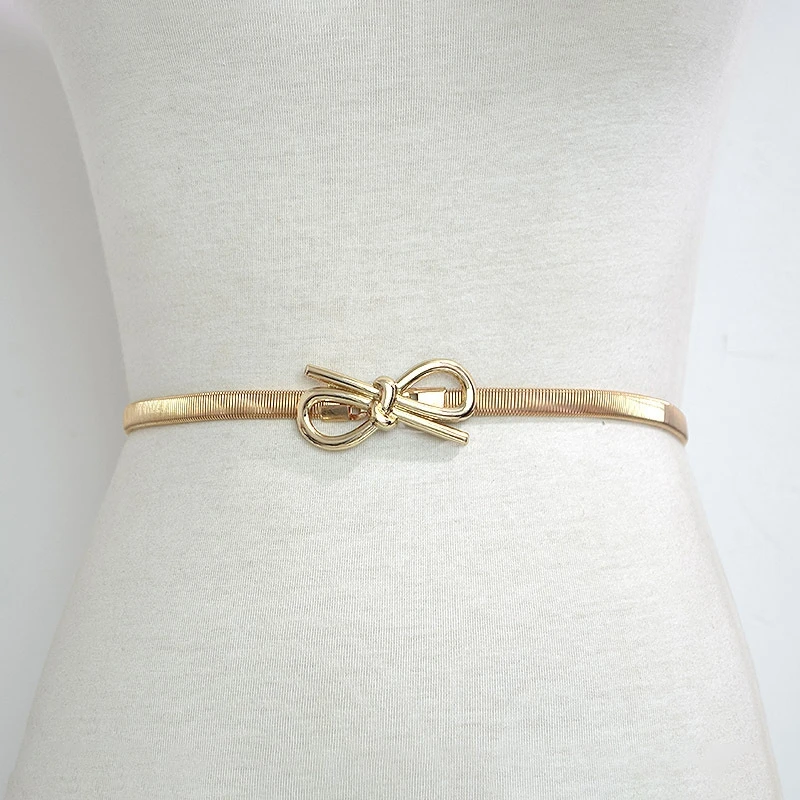 Women Elastic Metal Chain Belt Women Waist Gold Chain Belts Buckle Waist Belts For Ladies Dresses Waistband