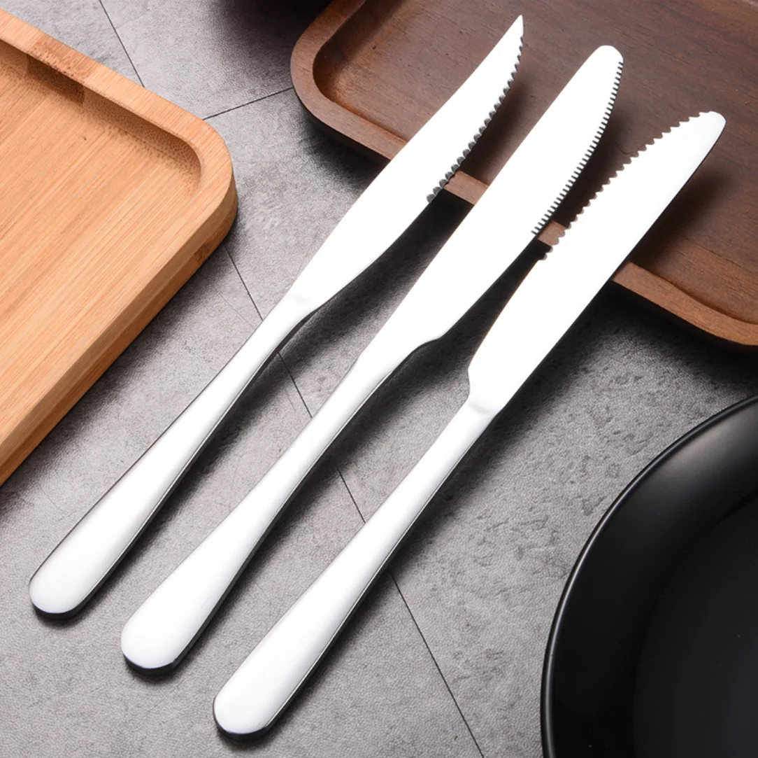  Promotion Three Different Serrated Blade Stainless Steel butter Steak dinner Knife Set For Hotel Restaurant Home