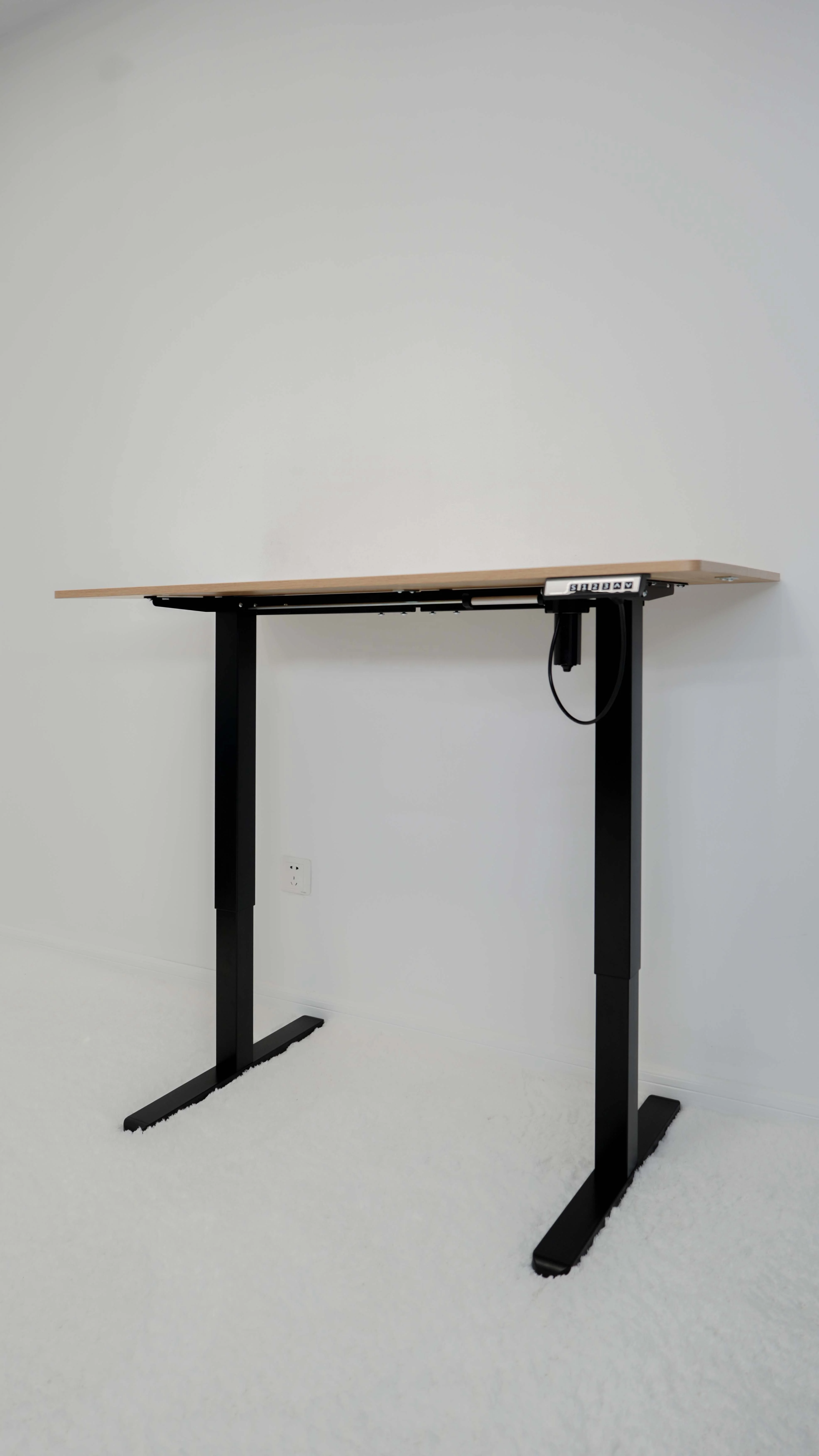 V-mounts solid wood style electric single motor adjustable office desk with Anti-collision sensing VM-JSD5-02-2P