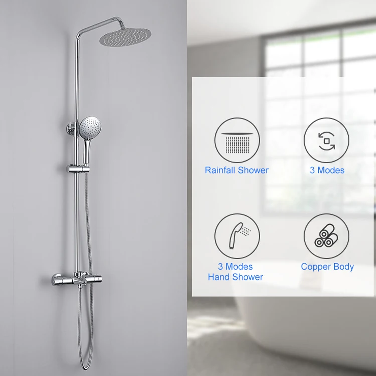 Bathroom Smart Thermostat Brass Body Shower Shower Set 304 Stainless Steel Wall Mounted Bathtub Shower Faucet Set
