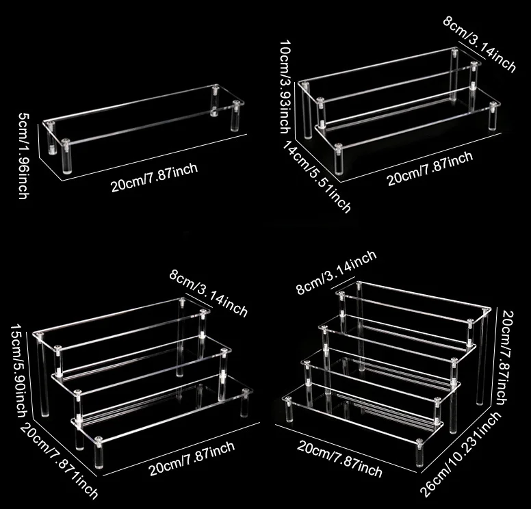 Clear Acrylic Display Step Riser Display Stand For Funko Pop Figures Cupcake Cosmetic Nail Polish Clay Figurine Jewelry