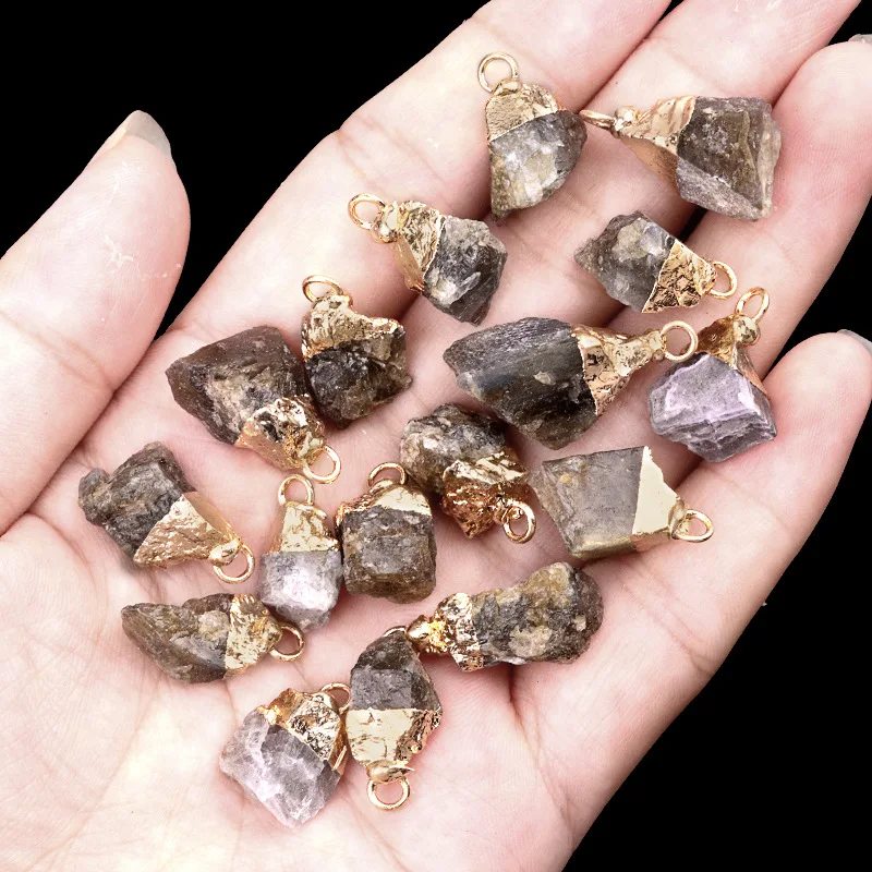 Crystal Pendant natural stone gilded electroplated small pendant semi-finished DIY necklace jewelry material