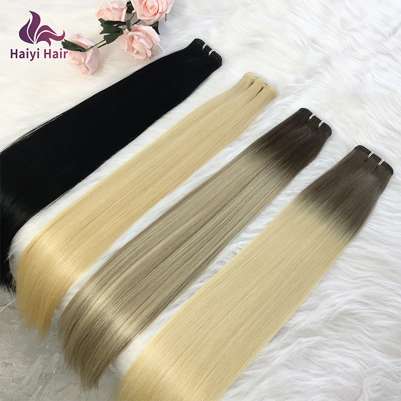2022 New Product Luxury Genius Weft Cuticle Virgin Hair Russian Double Drawn Hand tied Hair Weft