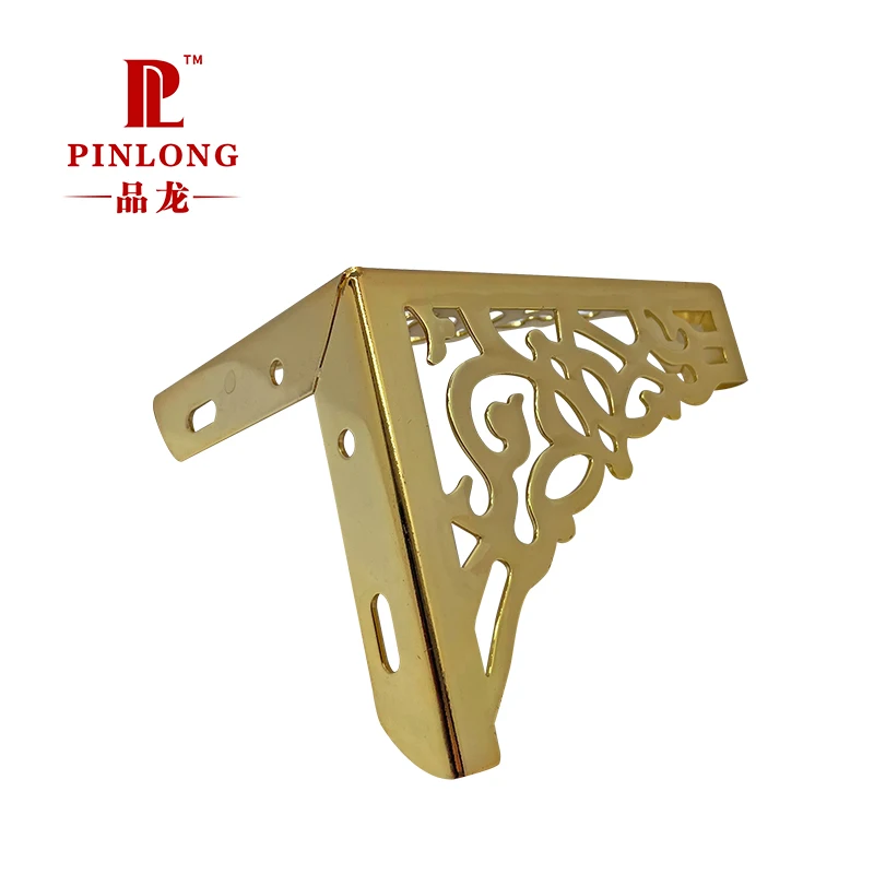 Pinlong Wholesale Hot-selling Electroplated Furniture Legs Hardware Fittings Gold Sofa Legs Skeletonized Pattern Cabinet Legs