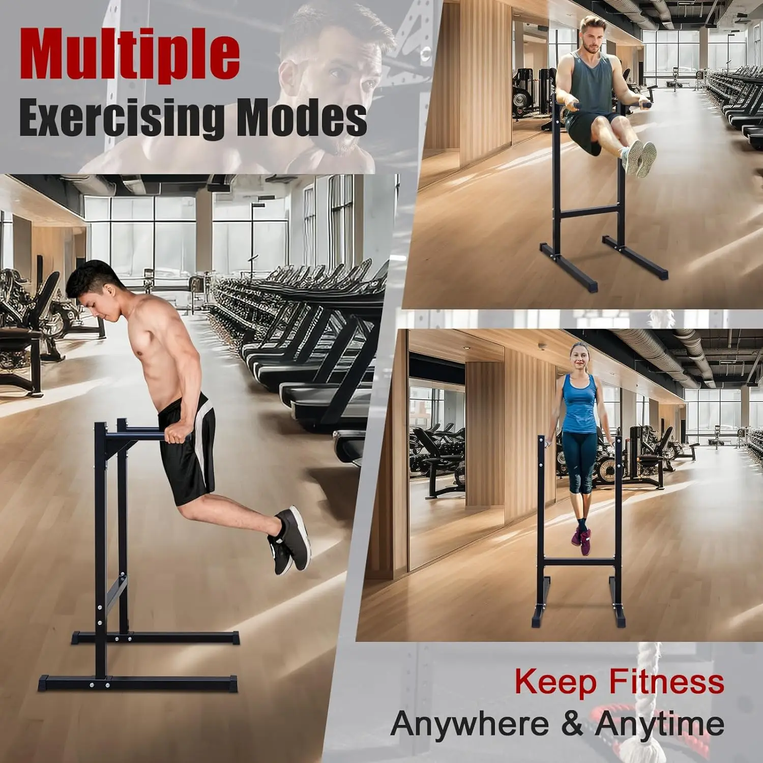 IUNNDS Dip Bar Heavy Duty Steel Dip Station Multi-function Parallel Bars for Home Gym Strength Training Workout