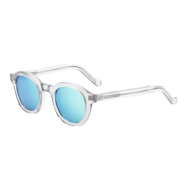 Retro Acetate Frame Glasses Reflective Color TAC Lens Mirror Polarized Acetate Sunglasses