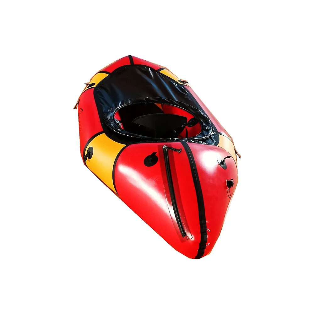 Надувной матрас для одного человека из ТПУ с двойным покрытием 420D желтого и красного цвета