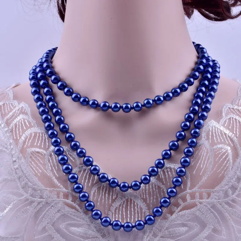 JC Wholesale glass bead imitation 1.5meter pearl necklace high quality colorful pearl necklace jewelry