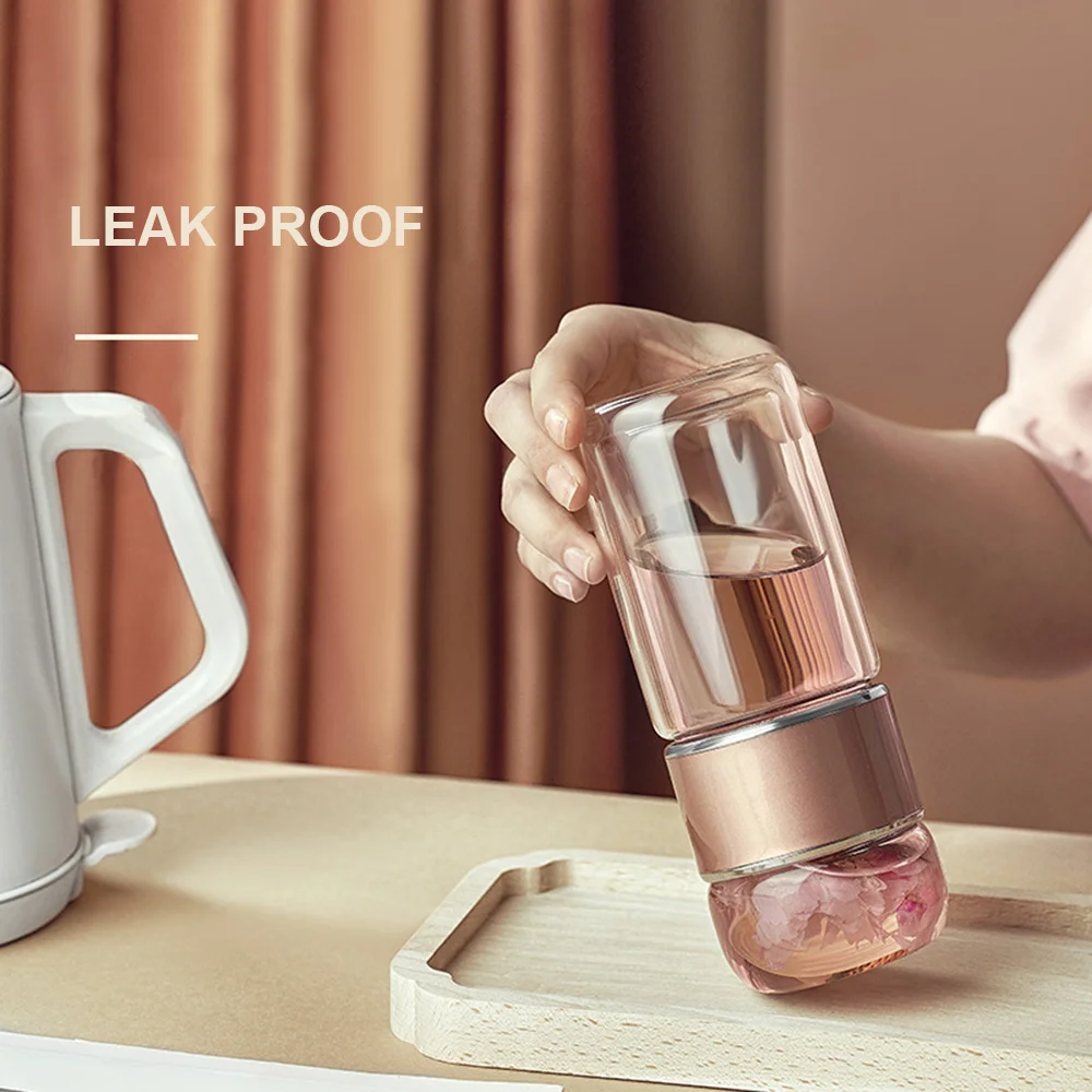 550ml business portable thermos vacuum flask tea filter water drink bottle for tea leaf with strainer infuser pink