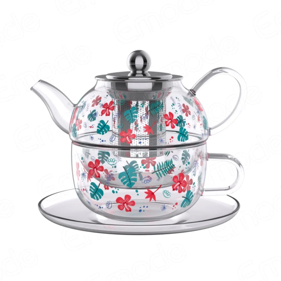 Emode Christmas Teapot for One,Tea pot with Teacup and Saucer Set,Santa Claus Tea for One Set