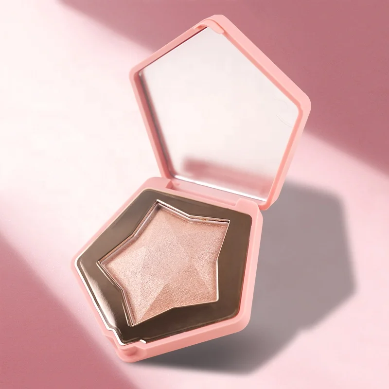 Hot Selling Vegan Pressed Highlighter Palette Powder Low MOQ Customize Private Label Star Highlighter Makeup
