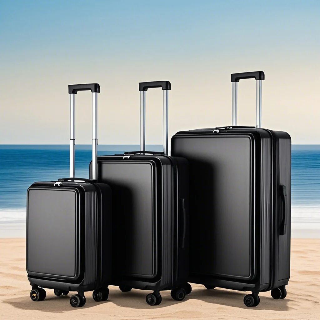 Business travel luggage Front Pocket and USB Port Expandable Hard side Luggage with Spinner Wheels, 3-Piece Set (20/24/28)