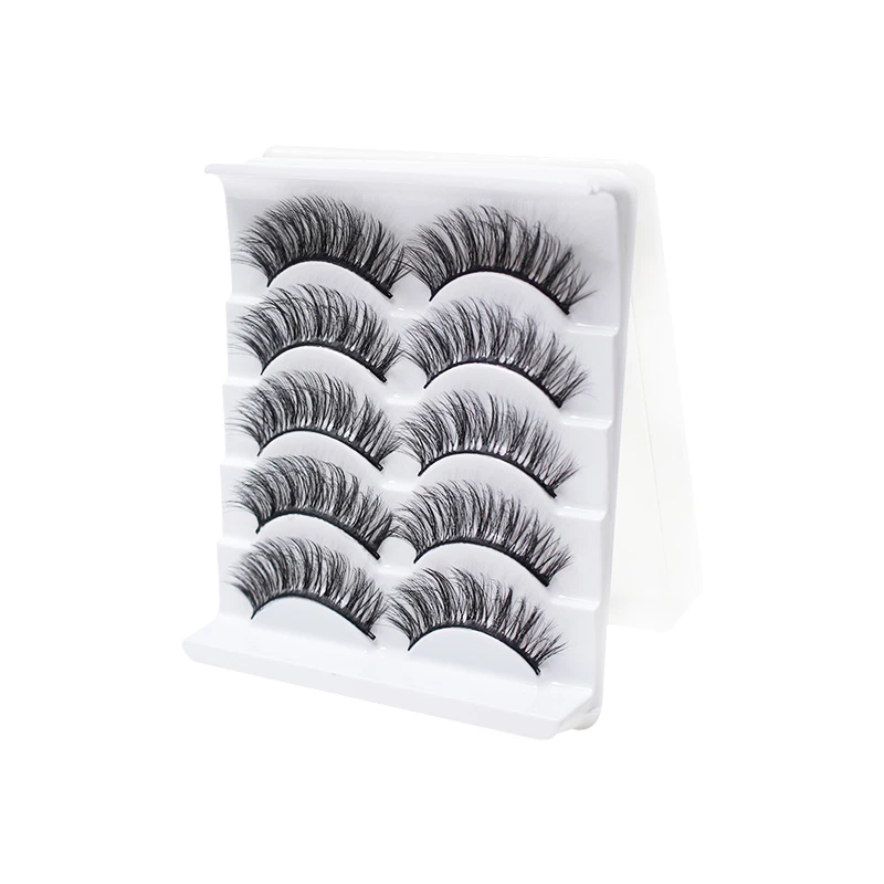 Private Label Fake Eyelashes Manufacturers Eyelashes 5 Pairs  Chemical Fiber Lashes Natural Looking Synthetic Eyelash