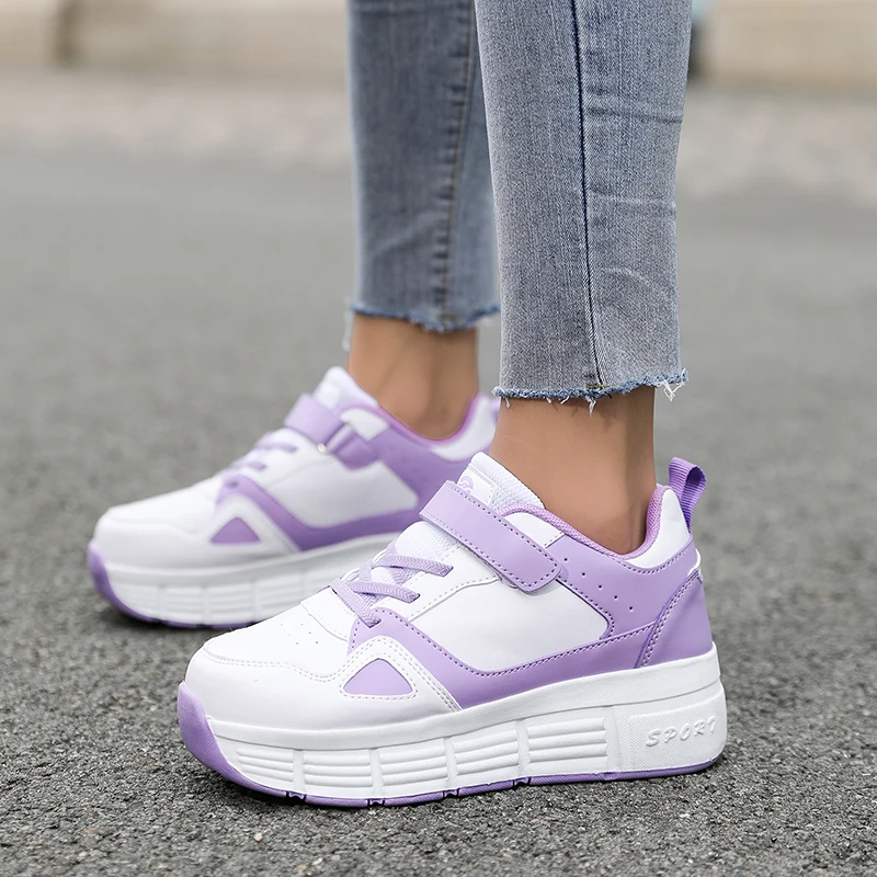 Hot-selling Elementary Fitness Freestyle Boys Girls Roller Shoes With Retractable Wheels Mesh Sports TPR sole Kids Roller Shoes