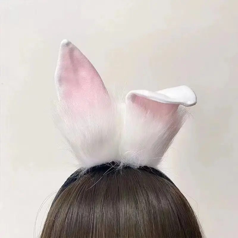 plush cosplay headdress lovely cartoon anime powder cochlear wolf beast ears rabbit hairpin accessories