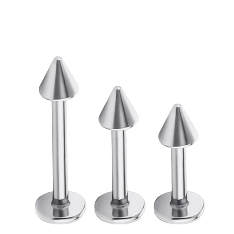 ASTM F136 Titanium Externally Treaded Labret Piercing  Body Jewelry Ear Lip Ring Earring For Woman Man