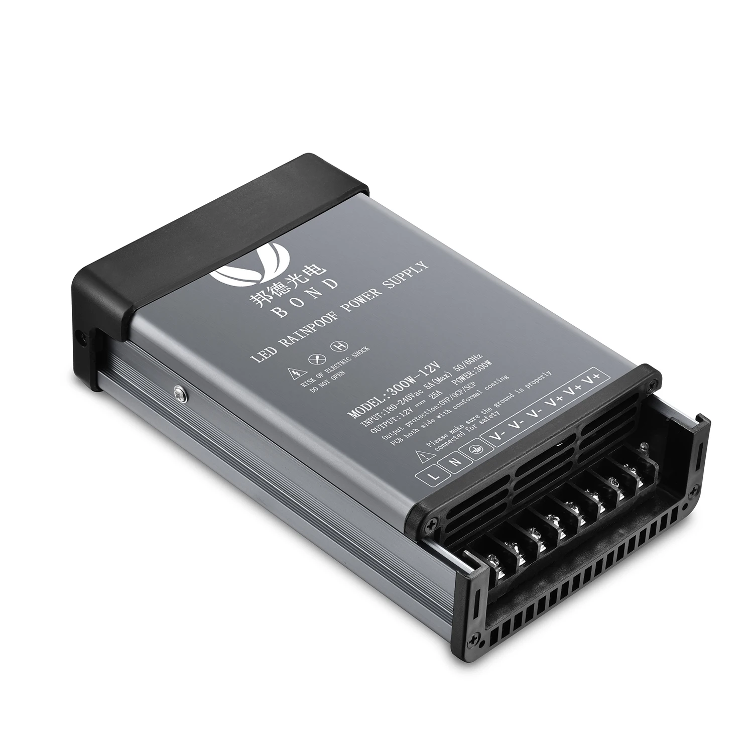 Quality guarantee 300W 12V rainproof switching power supply aluminum shell for LED lighting