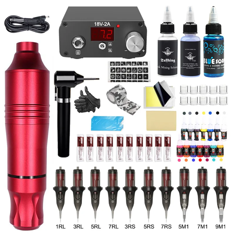 Hot Selling Full Complete Tattoo kits Liner Shader Body Art Rotary Professional  Tattoo Machine Kit