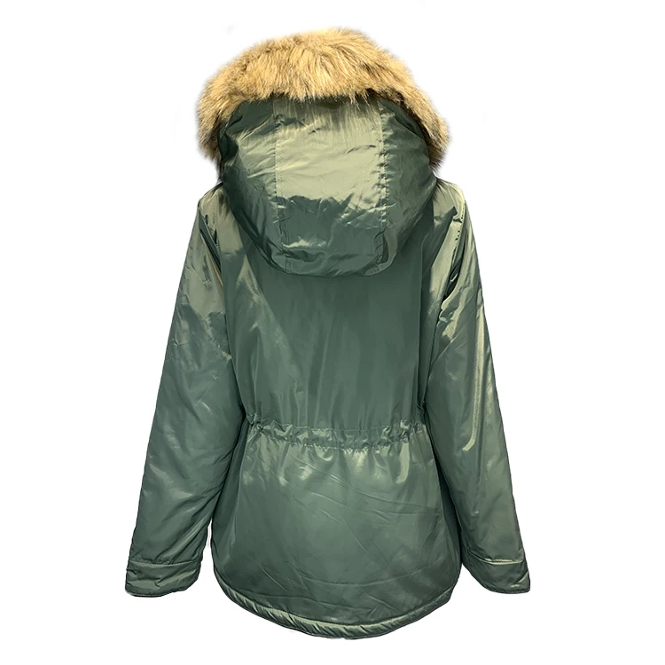 
New Style Army Green Parka Padding Jacket Winter Ladies Fur Parkas Women Coats 