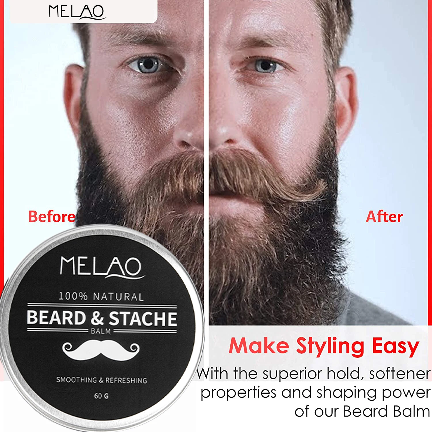 Private Label Natural Vegan Strengthen Soften Beard Wax Mustaches Men Beard Balm OEM Organic Beard Growth Balm With Shea Butter