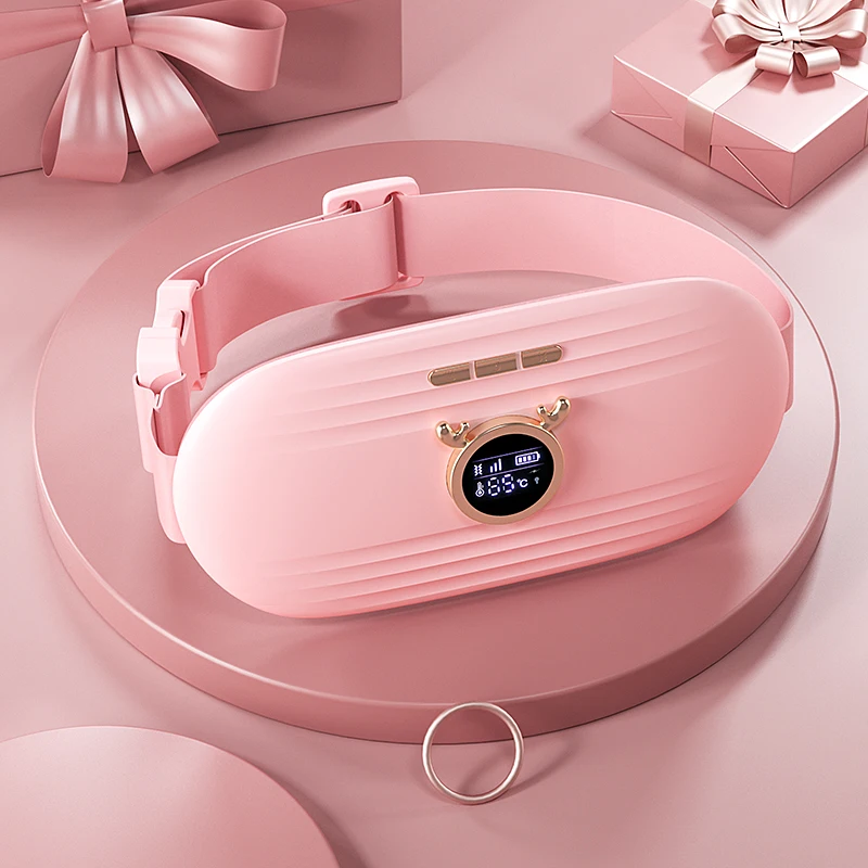 recharge vibrating belly heating waist warm compress stomach massager belt heat menstrual abdominal massage belt