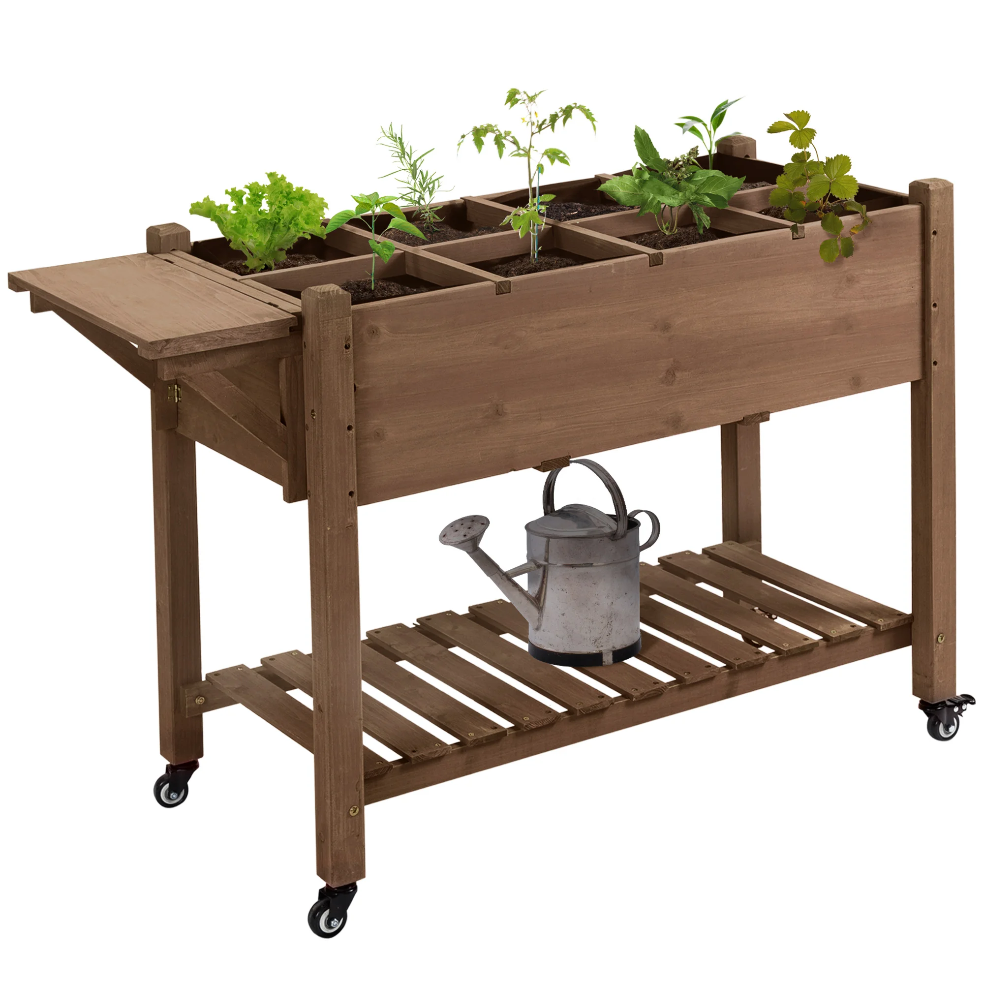 2024 Hot Selling Outdoor Wooden Vegetable Planter Pots Box Raised Garden Bed On Wheels