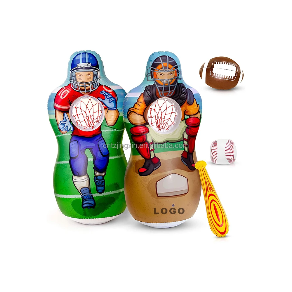 Inflatable Double Sided Baseball Soccer Target Inflatable toy with Soft Soccer Baseball for Indoor Outdoor Backyard and Party