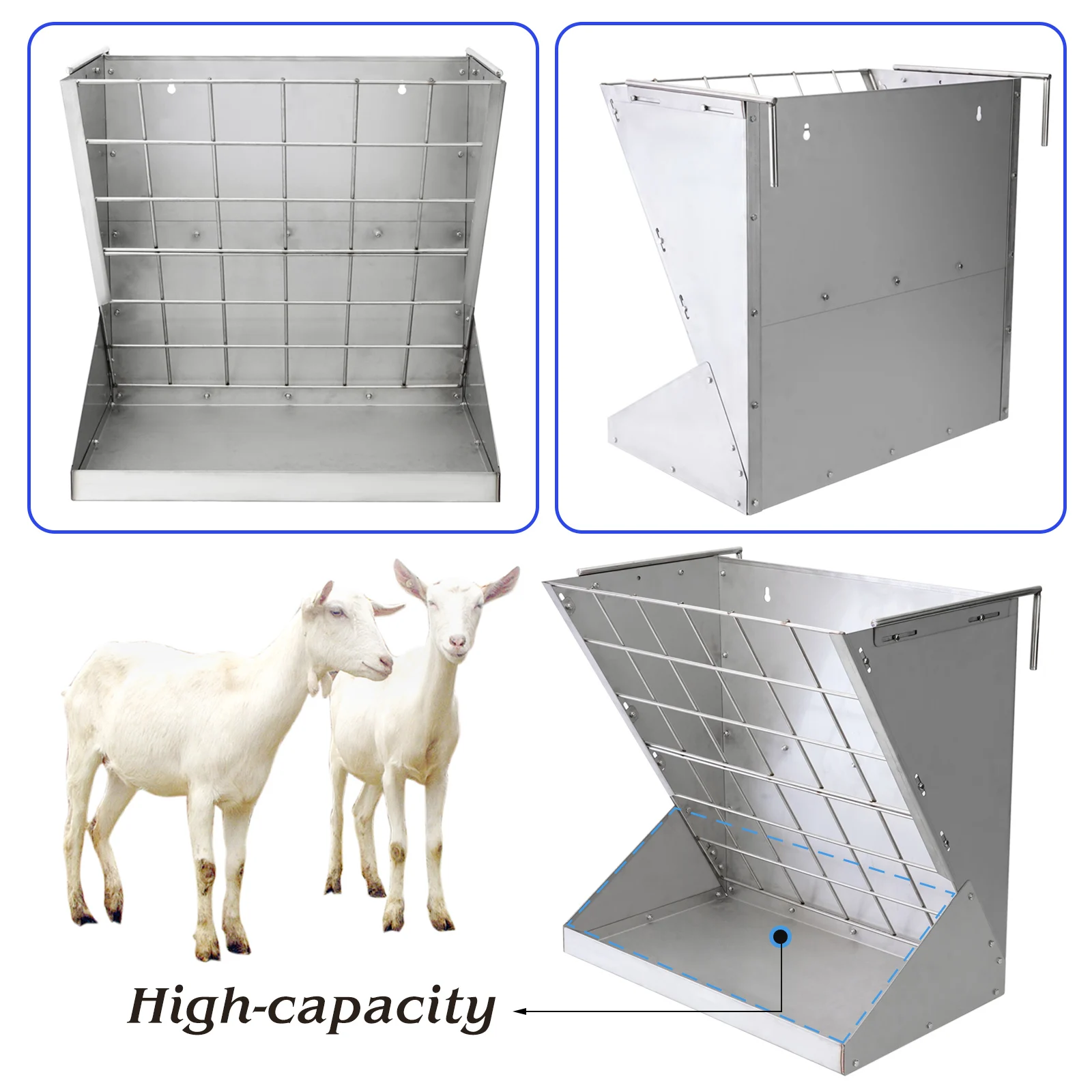 Stainless steel goat sheep feeding trough Large capacity Grain and hay 2 in 1 horse feeder trough