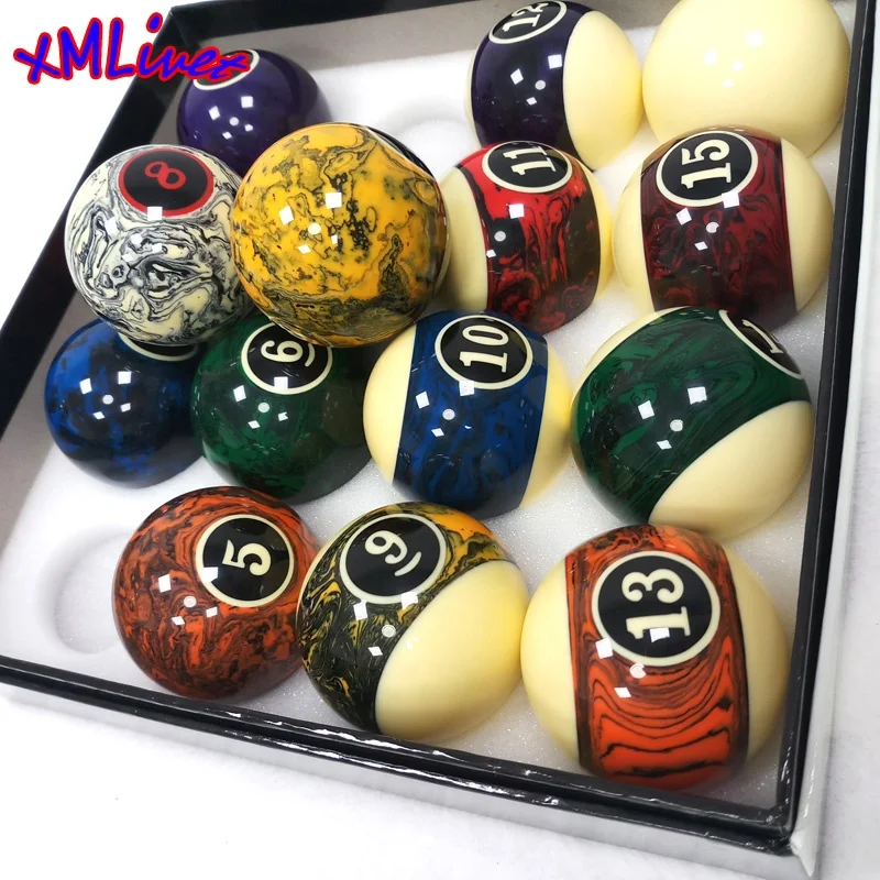 Xmlivet 50.8mm Marble Billiards Pool Balls High quality Complete Set Latest Nine-Ball Balls Billiards accessories