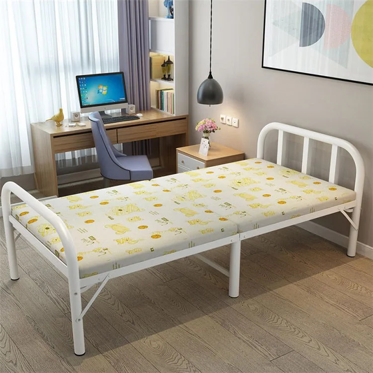 JSC-01Elegant Single Folding Bed with High-Quality Memory Foam Mattress Portable Ideal for Guest Room Stylish Steel Frame Design