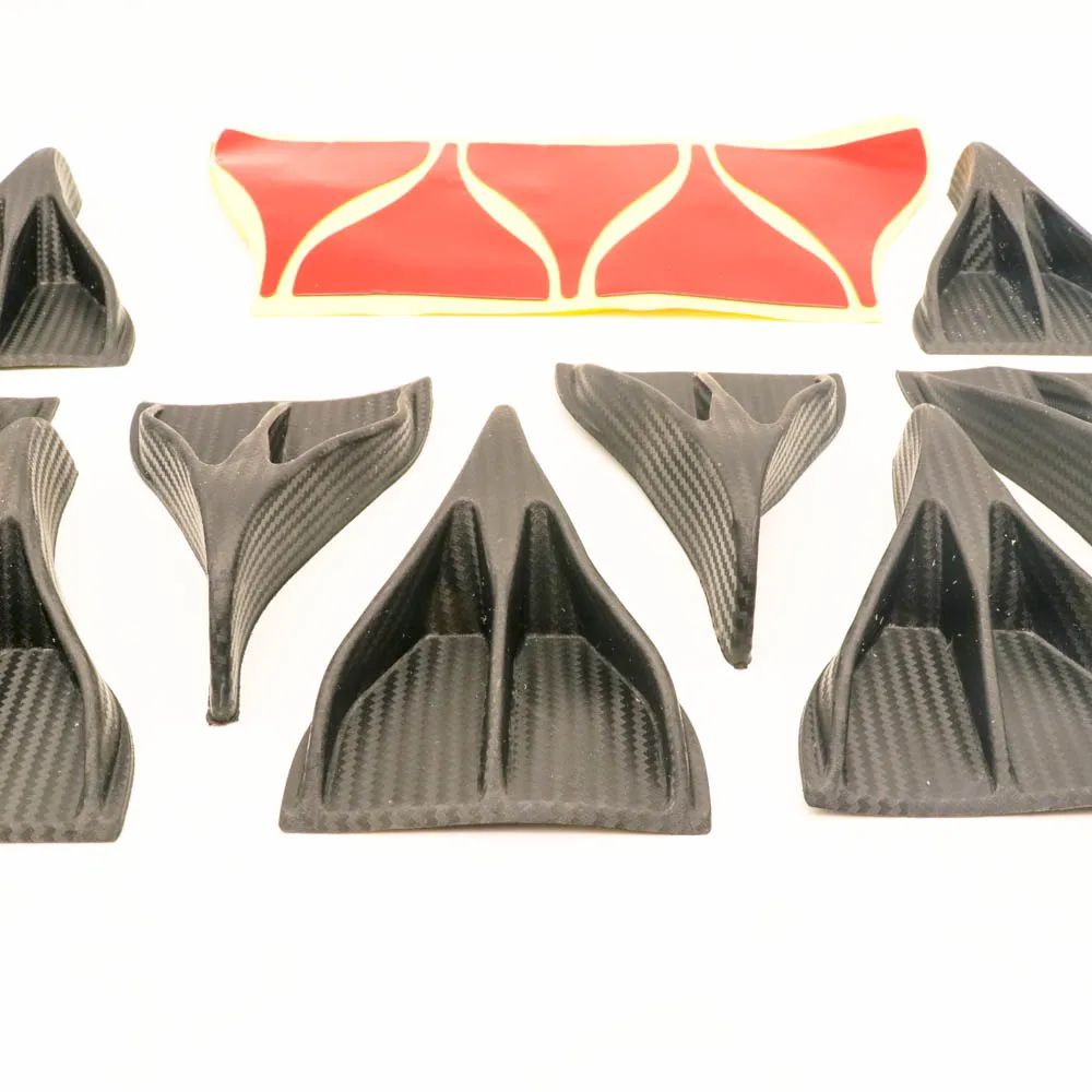
Racing 10PCS SET Universal Carbon Fiber Look Vortex Generators Roof Shark Fins Spoiler Wing Kit for Car Tr 
