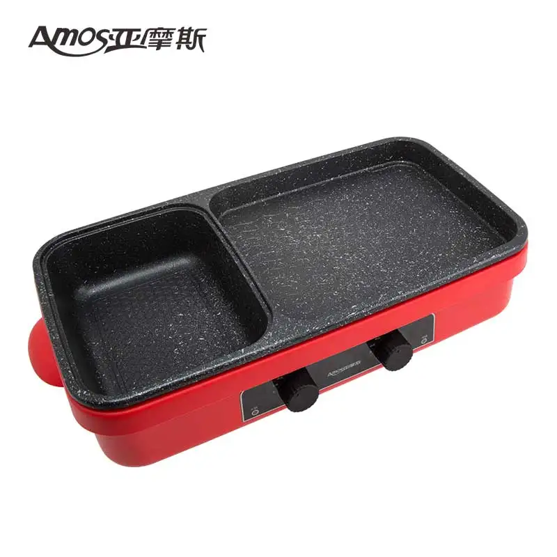  Korean barbecue enamel non-stick pan 2 in 1 electric cooker BBQ plate Smokeless baking