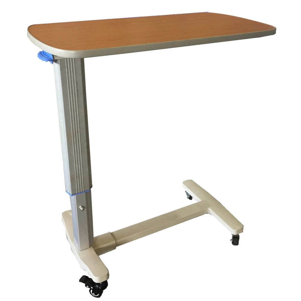 YFT-004 Hospital Adjustable ABS  Over Bed Table With Wheels