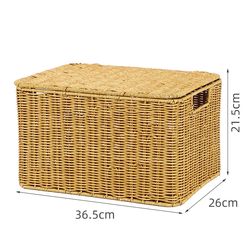 Plastic Rattan Toy Storage Box Woven Handmade Wicker Baskets Organiser PP Rattan Laundry Basket Laundry Hamper for Bathroom