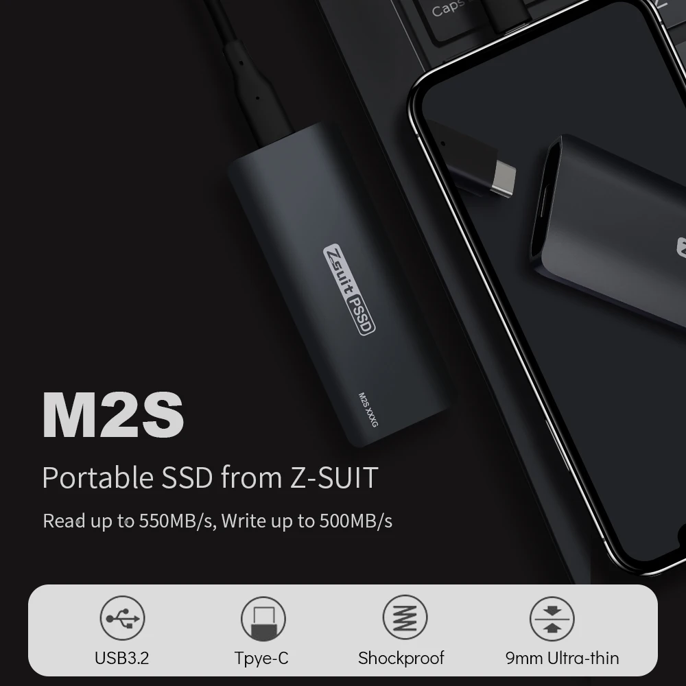 Z-SUIT Новый портативный SSD Type-C USB3.1 128 ГБ 256 512 1 ТБ жесткие диски Внешний твердотельный