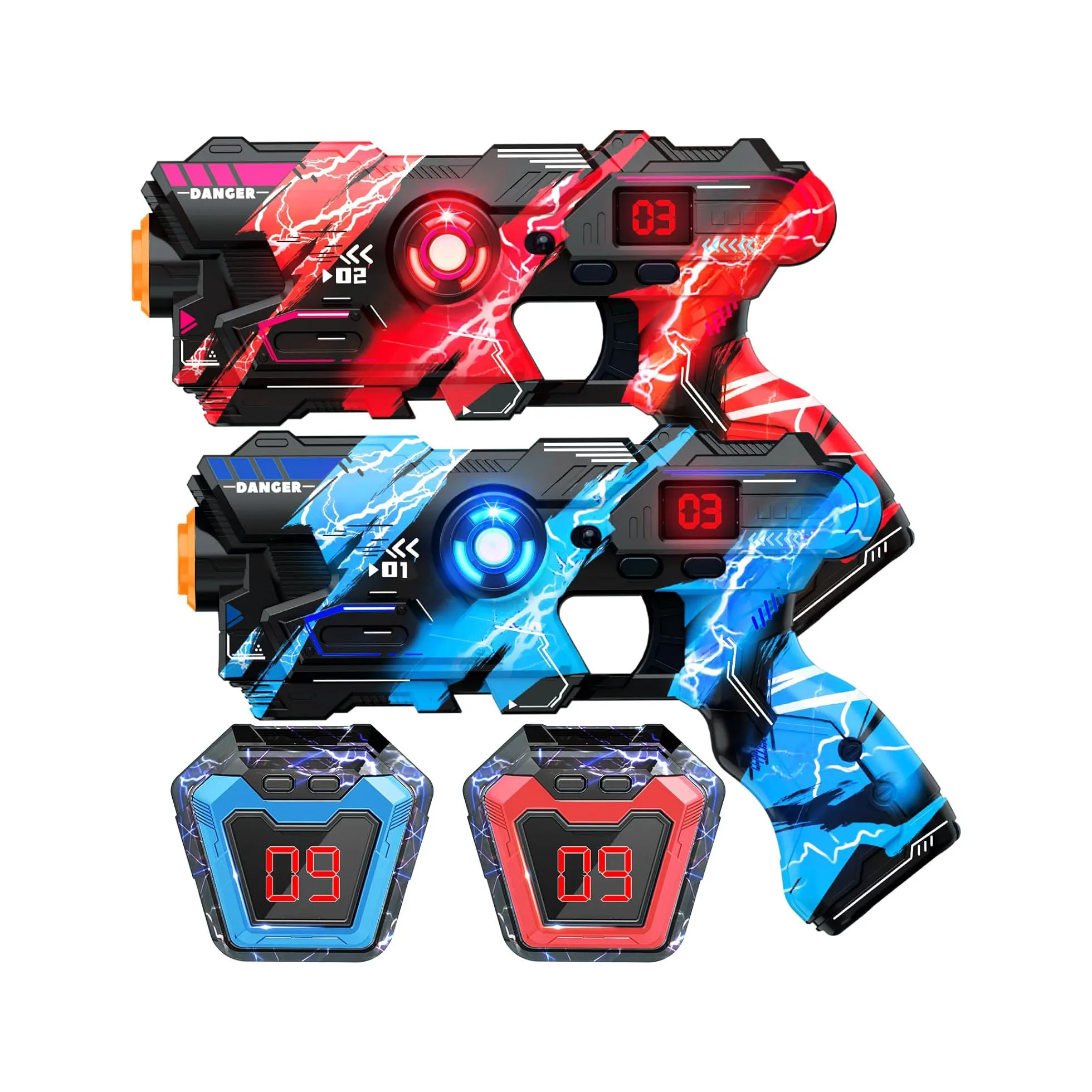 Laser Tag Guns Set of 2 with LED Score Display and Vests - Multi-Functional Indoor/Outdoor Fun for Kids