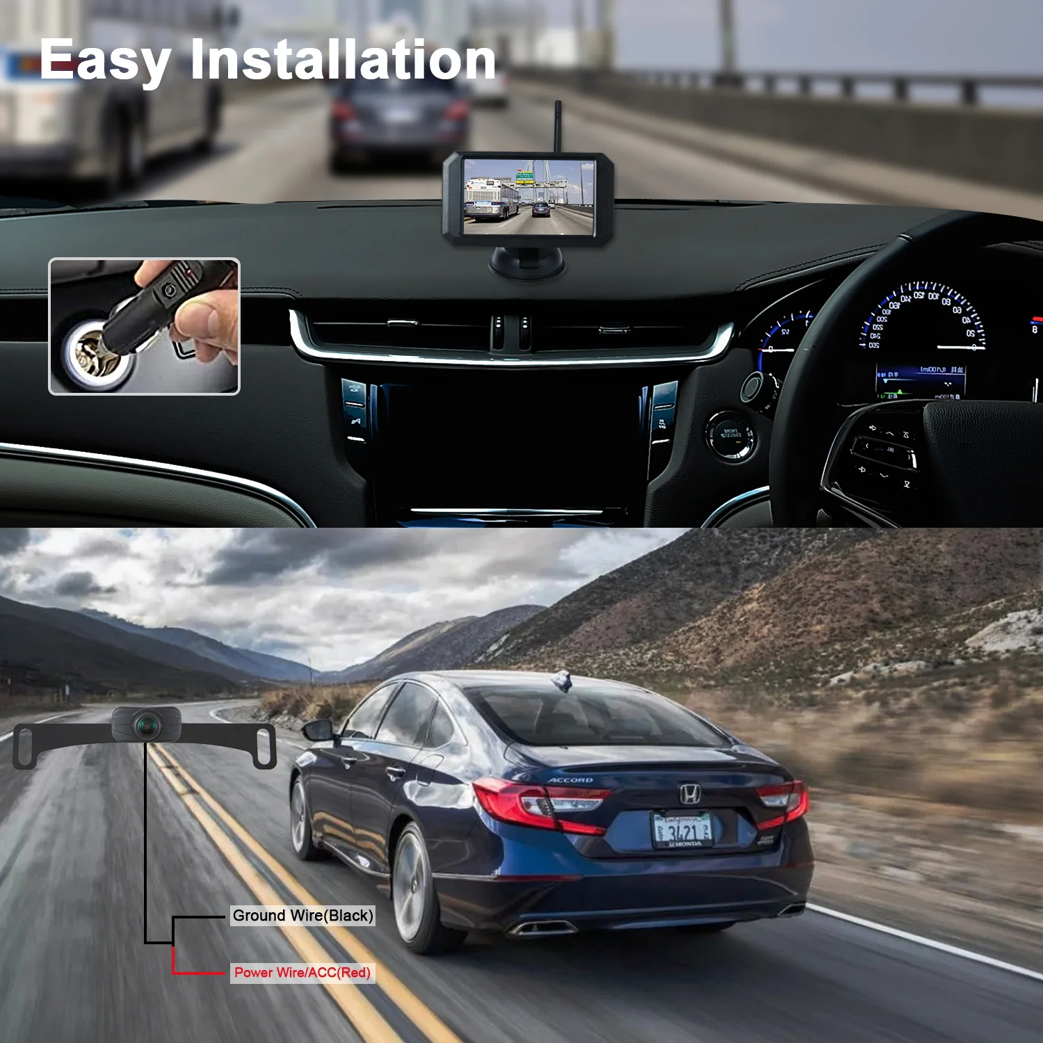 2022 Direct Factory DIY Wireless Car Rear View Camera Back up With 5inch IPS Monitor