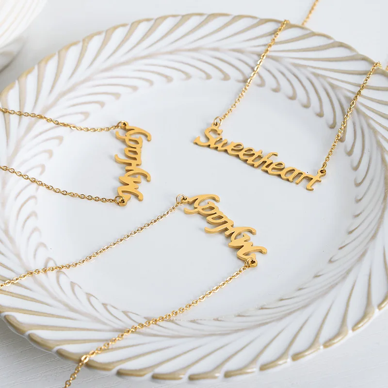 Wholesale Dream Letter Personalized Necklace Stainless Steel Gold Plated Alphabet Choker Chain Fashion Jewelry Gifts