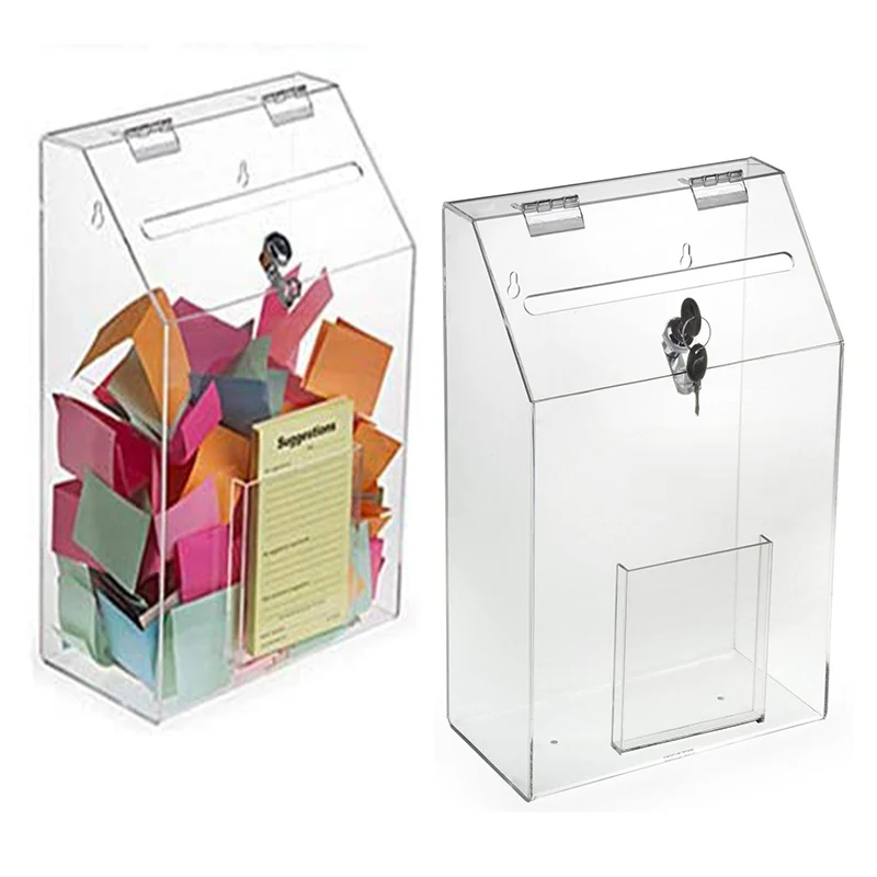 Wholesale Clear Acrylic Mailbox Wall Hanging Acrylic Letter Box with Lock Lucite Post Box Suggestion Box