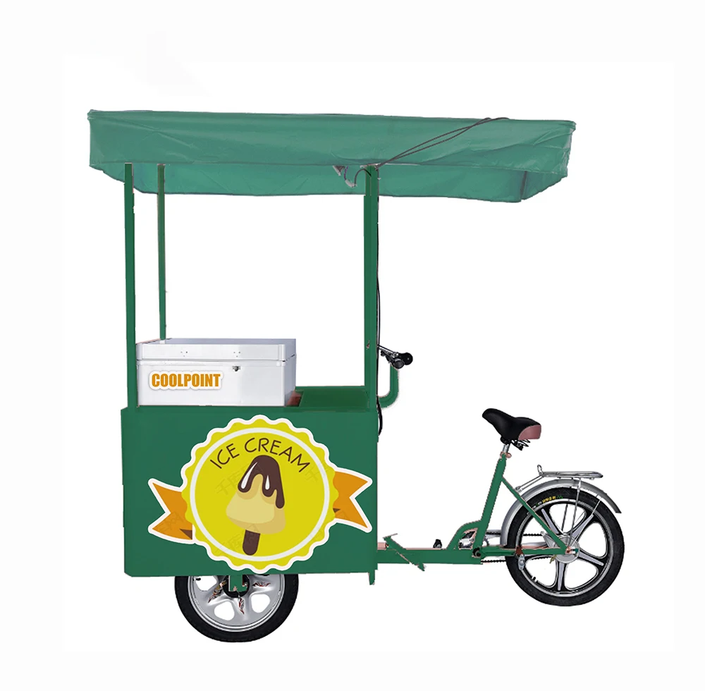 ice cream cart tricycle bike with solar freezer 158 liters