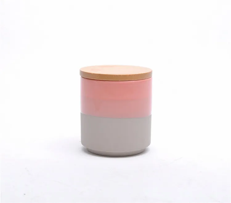 Elegance iridescent color wedding ceramic jars candle vessels ceramic candle holder empety candle canister with lid