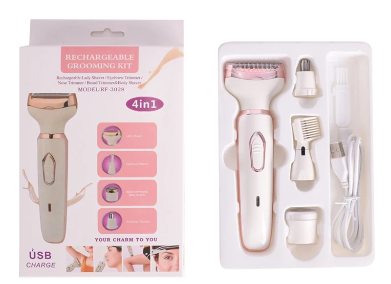 4 in 1 Women Face Facial Body Epilator Female Hair Removal Lady Personal Care Shaver Electric Rechargeable Hair Shaver