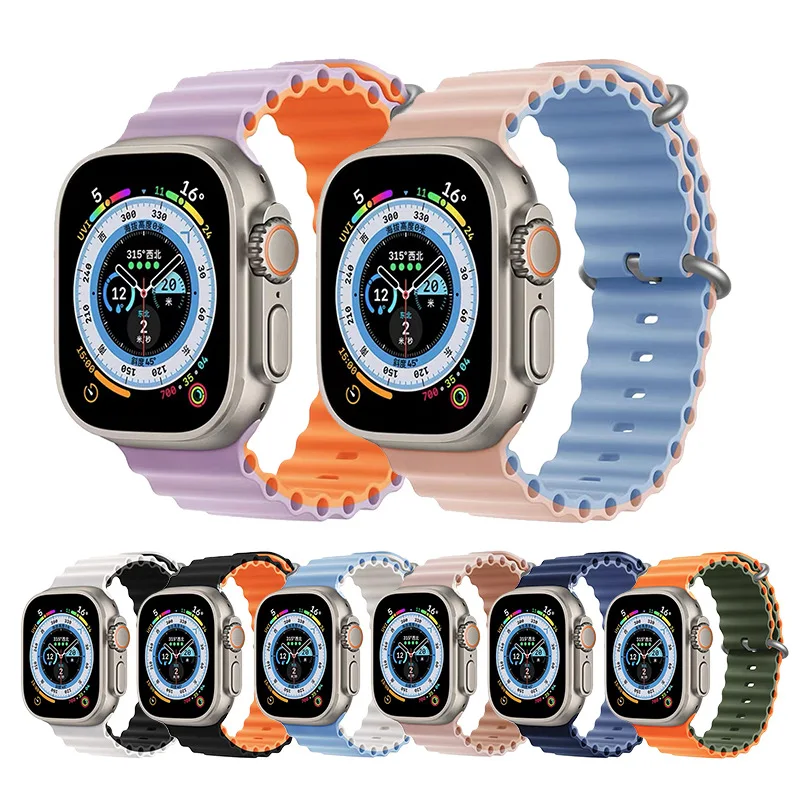 Wholesale For apple watch ocean band Series Apple watch band Ultra 49mm 45mm 8 7 Strap For Apple Watch Bands Silicone