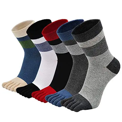 Custom Men Cotton Toe Socks Five Finger Running Socks Fashion Anti Slip Mini Crew Sports Ankle Socks